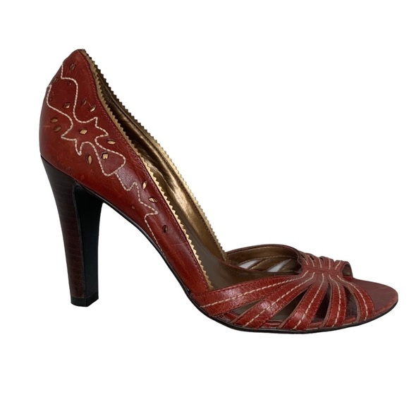 Carlos by  Carlos Santana High Heels Open Toe Red/Orange Dusk 8.5 - Picture 1 of 12